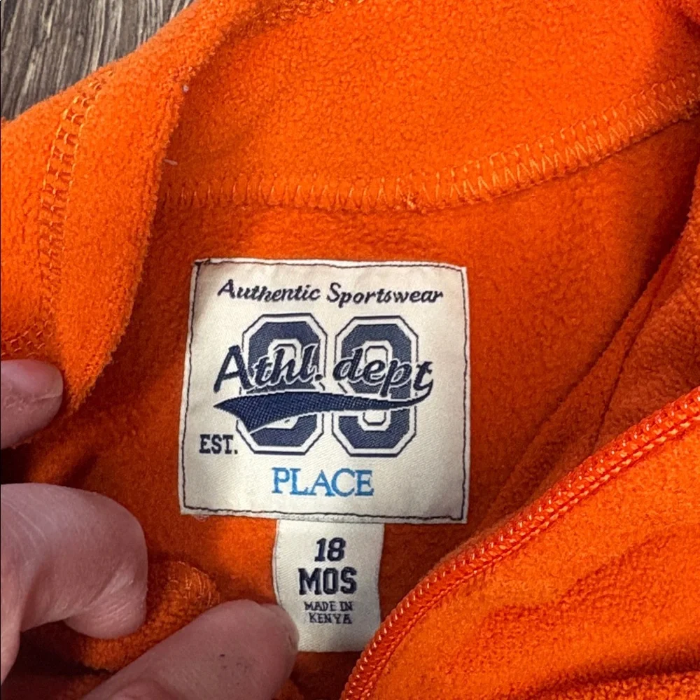 The Children’s Place Fleece quarter zip Pullover Orange and gray– Size 18 Months